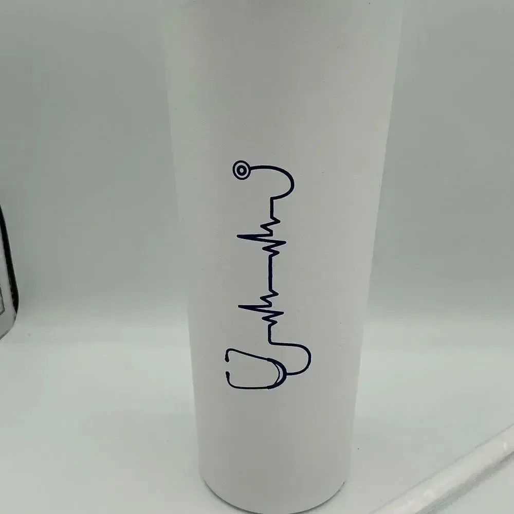 White Tumbler with Stethoscope Design New